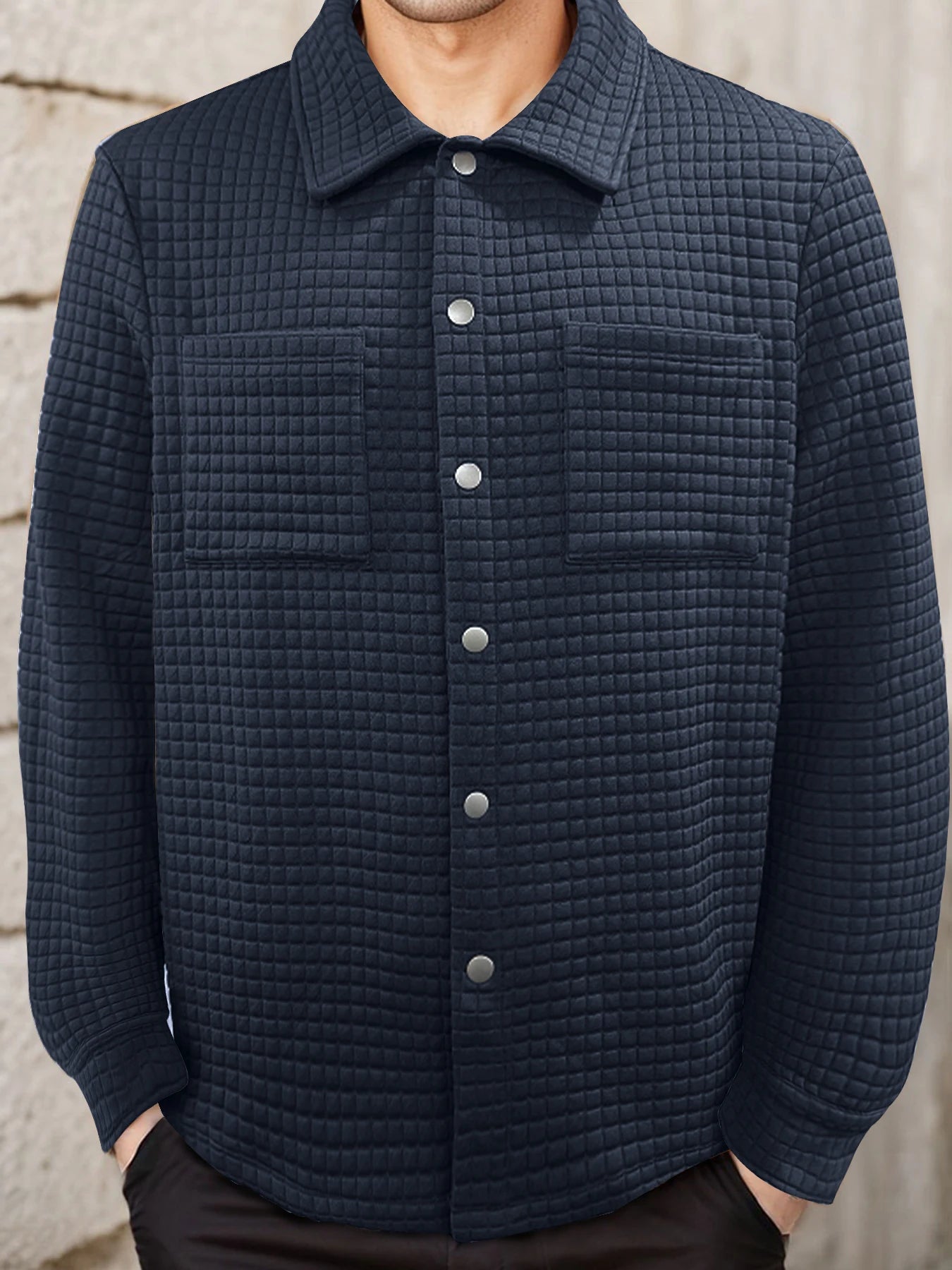 CN Guangdong Mens Waffle Pocket Warm Button Jacket Quality