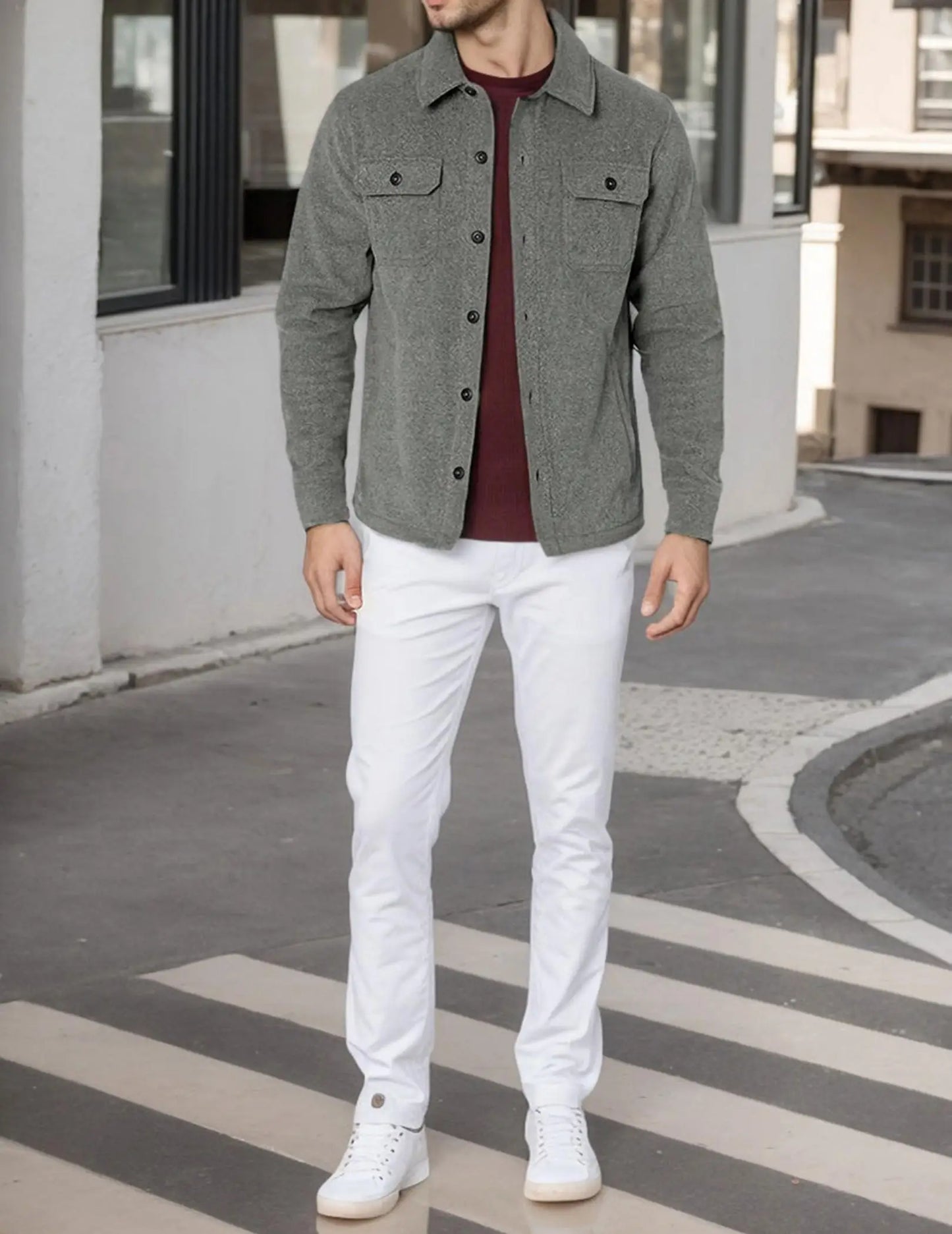 Guangdong Men's Polar Fleece Shirt Jacket Long Sleeve