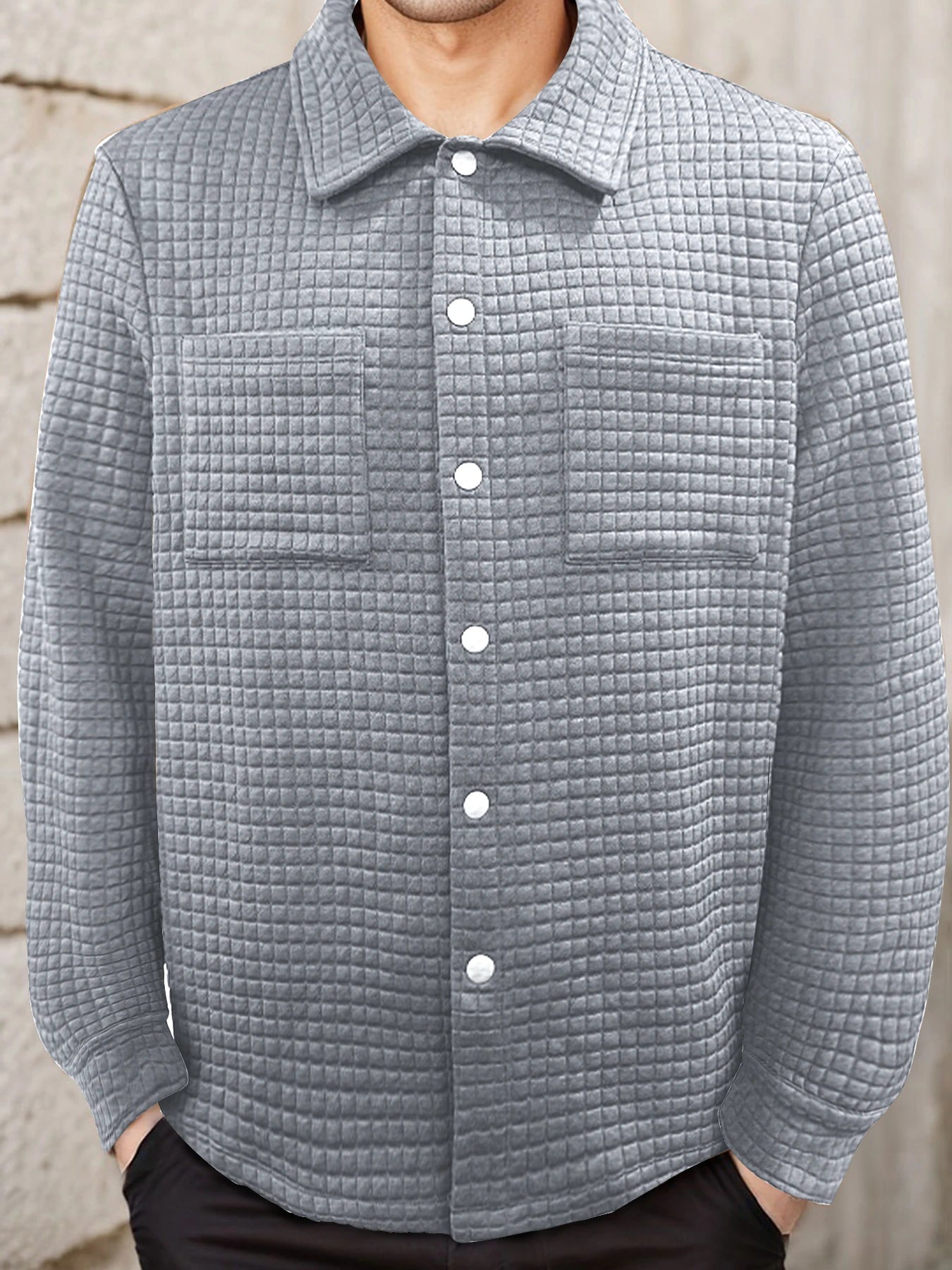 CN Guangdong Mens Waffle Pocket Warm Button Jacket Quality
