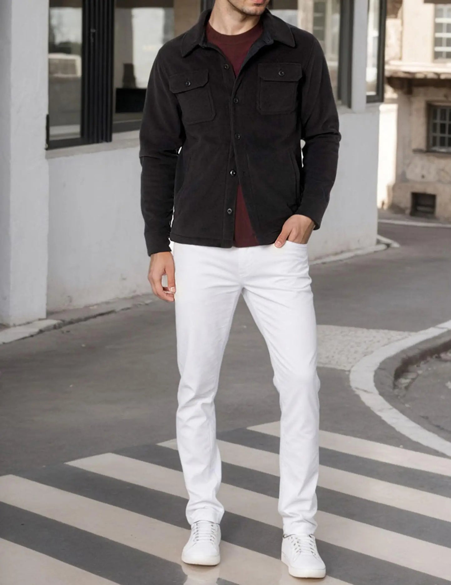 Guangdong Men's Polar Fleece Shirt Jacket Long Sleeve