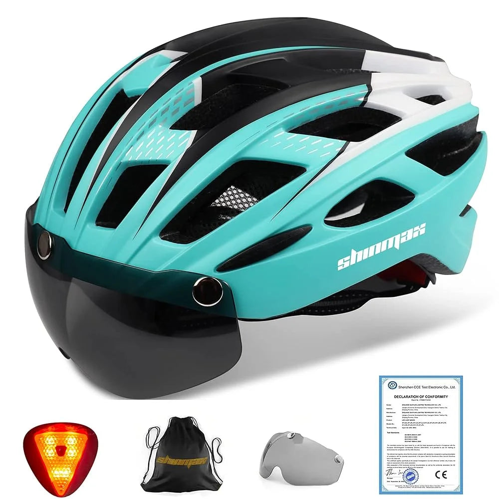 Shinmax Bicycle Helmet With Magnetic Glasses And Light
