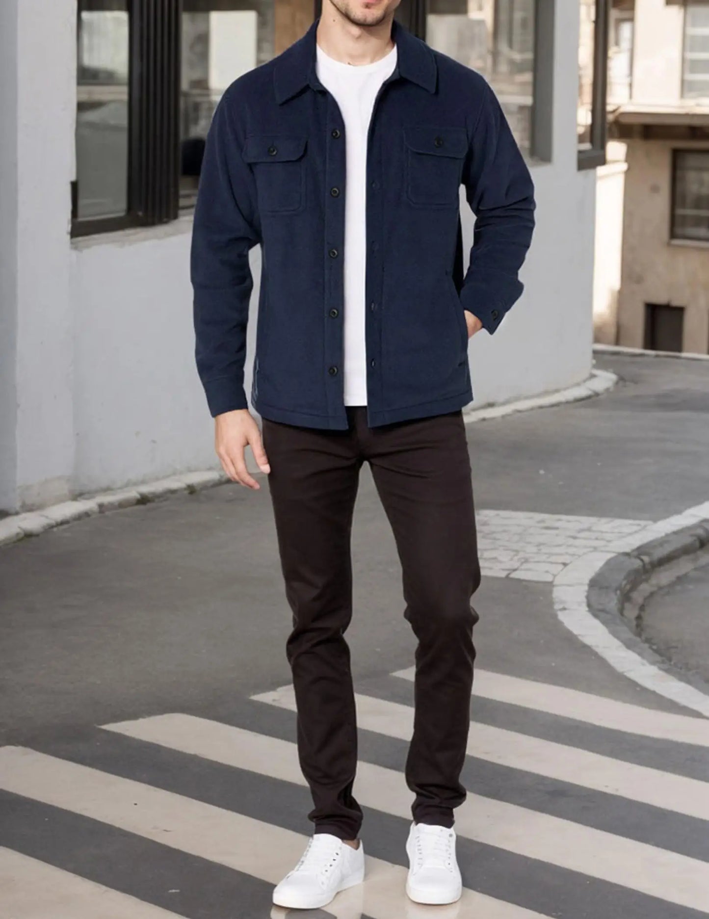 Guangdong Men's Polar Fleece Shirt Jacket Long Sleeve