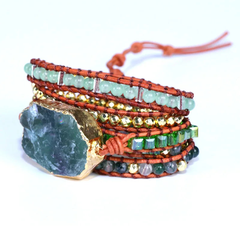 FERVENT Natural Crystal Quartz Wrap Bracelet Jewelry