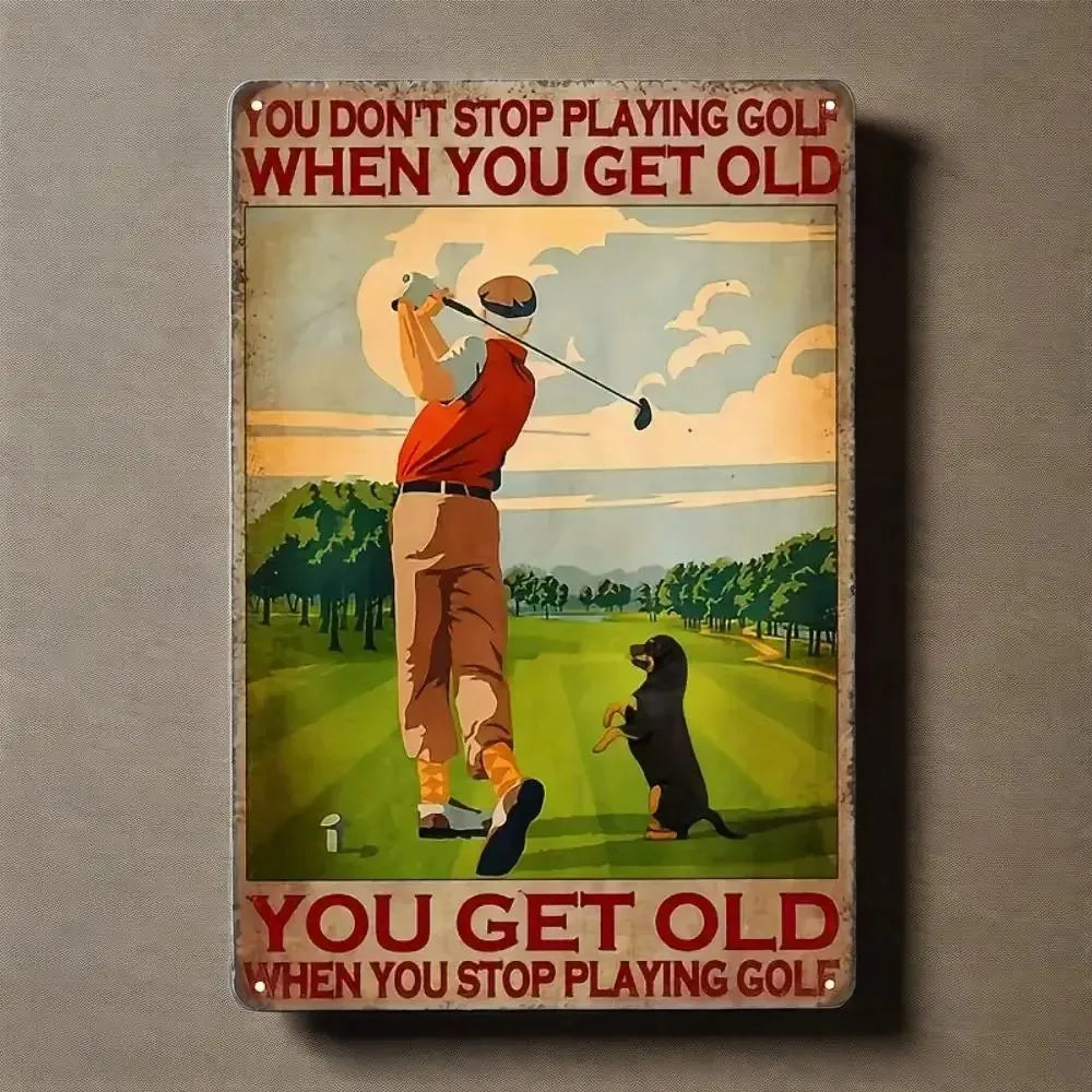 Helloyoung Golf Iron Wall Art Rustic Tin Sign