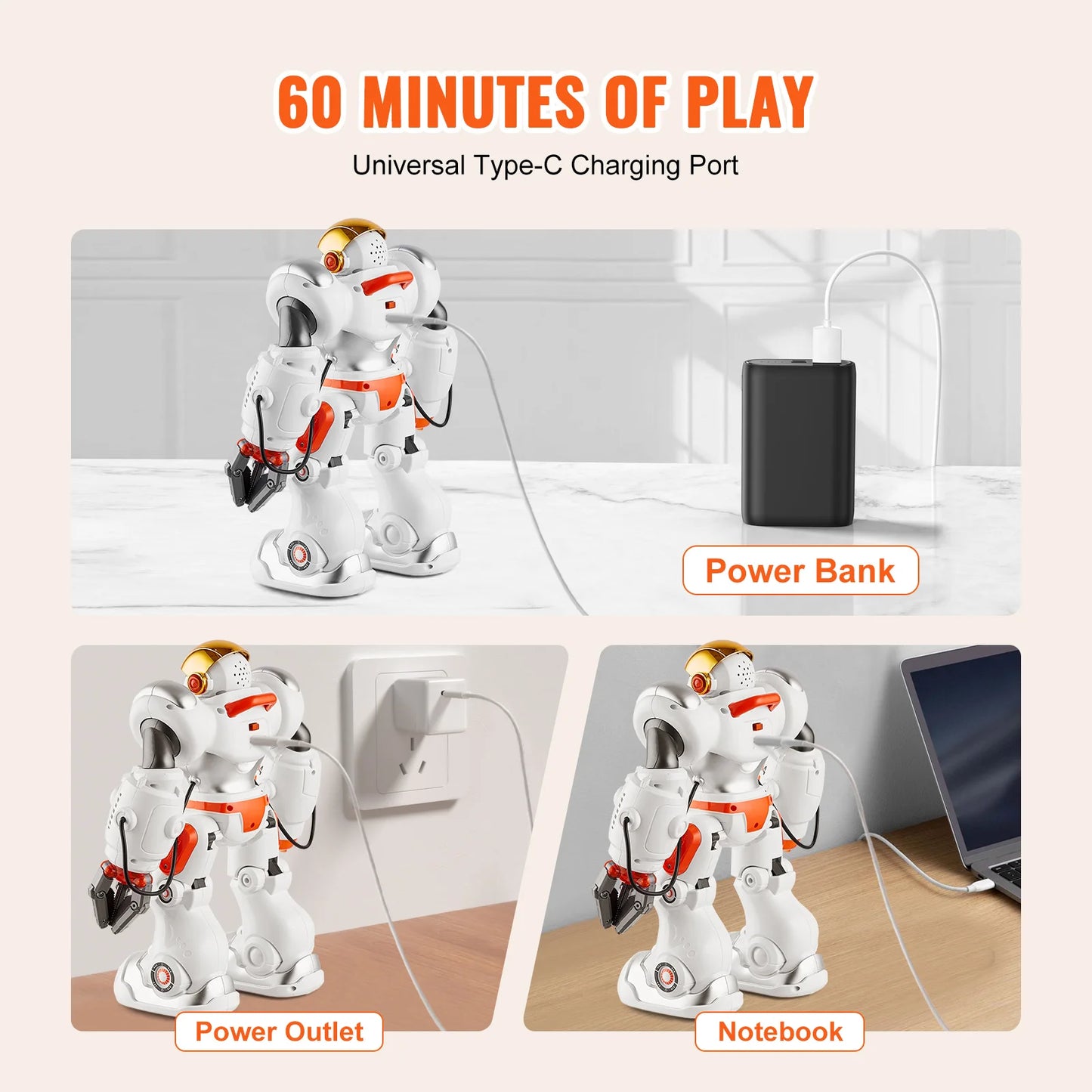 SucceBuy RC Robot Toys for Kids Battle Mode Programmable Remote Control Smart Robot with Bullets Interactive Dancing Robot