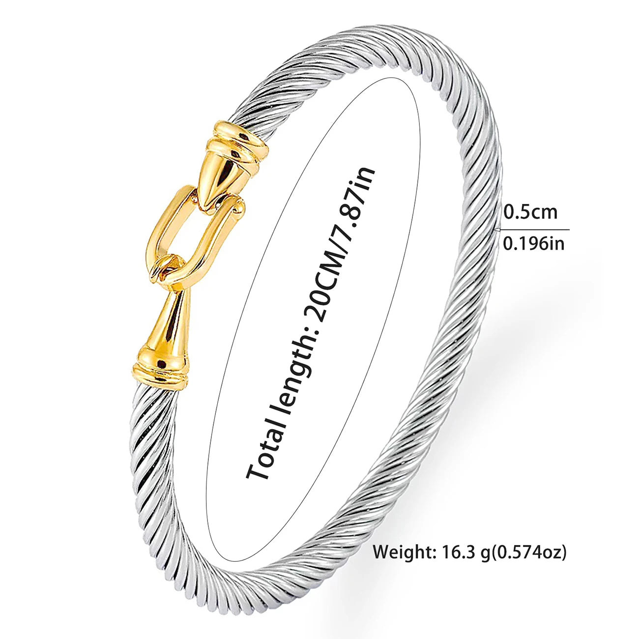 Kabolong Womens Twisted Stainless Steel Cable Bracelet