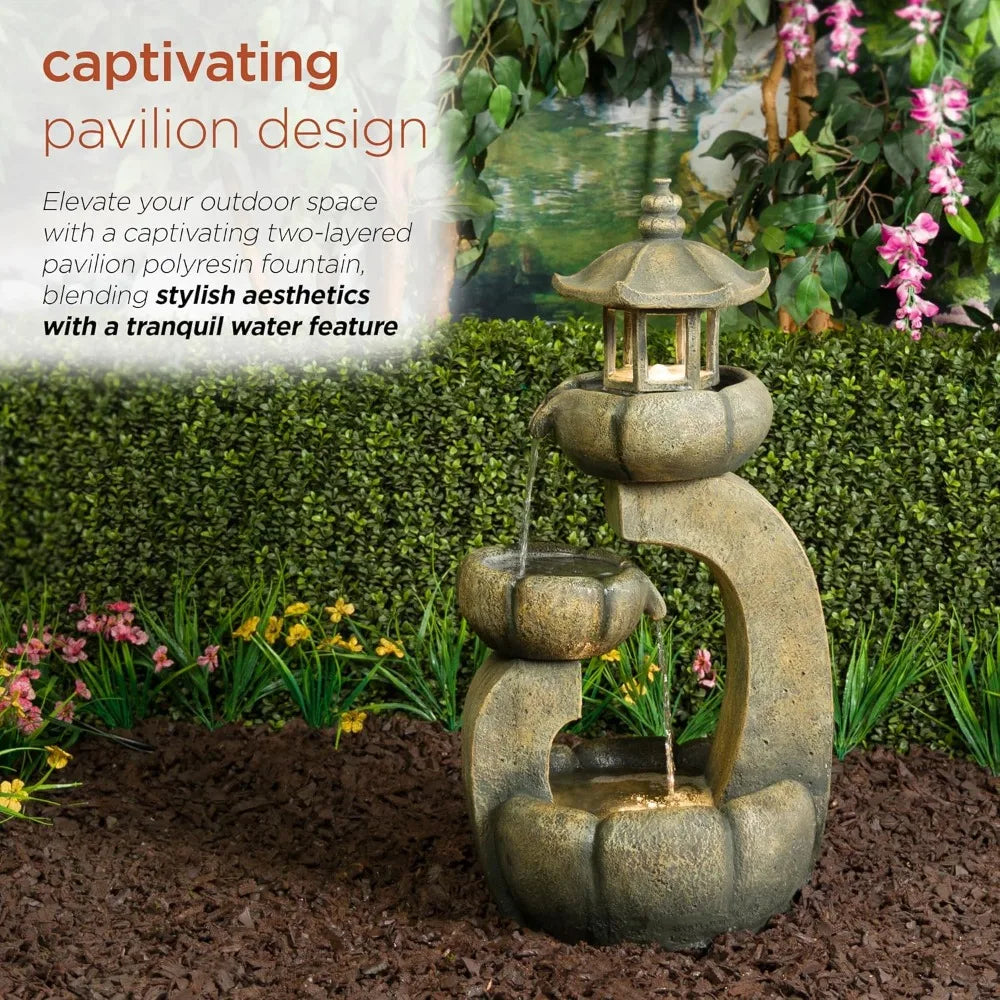 Rainforest Rock Waterfall Fountain With LED Lights