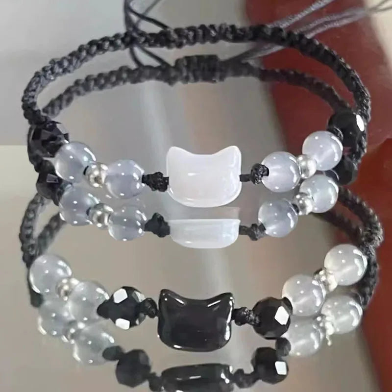 CN Moonstone Obsidian Bracelets for Couples Minimalist Gift
