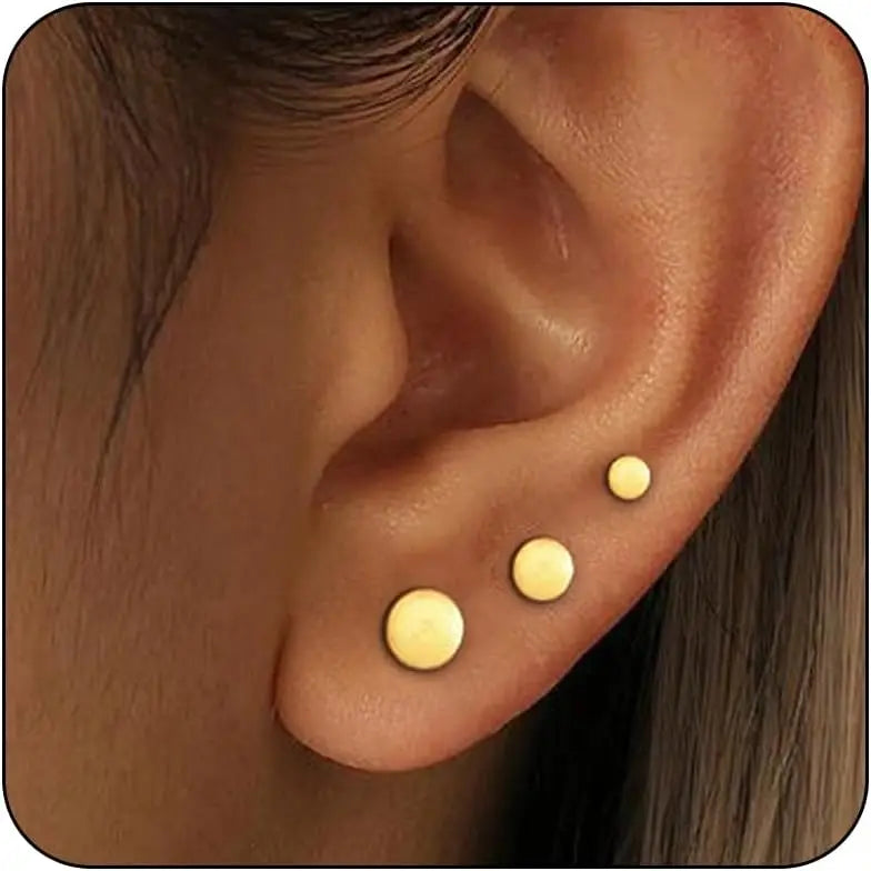 Zhejiang Sterling Silver 3 Pairs Tiny Stud Earrings Women