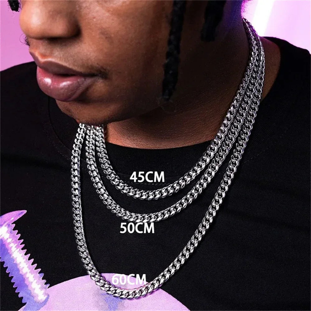 Fomalhaut Stainless Steel Curb Cuban Necklace Unisex