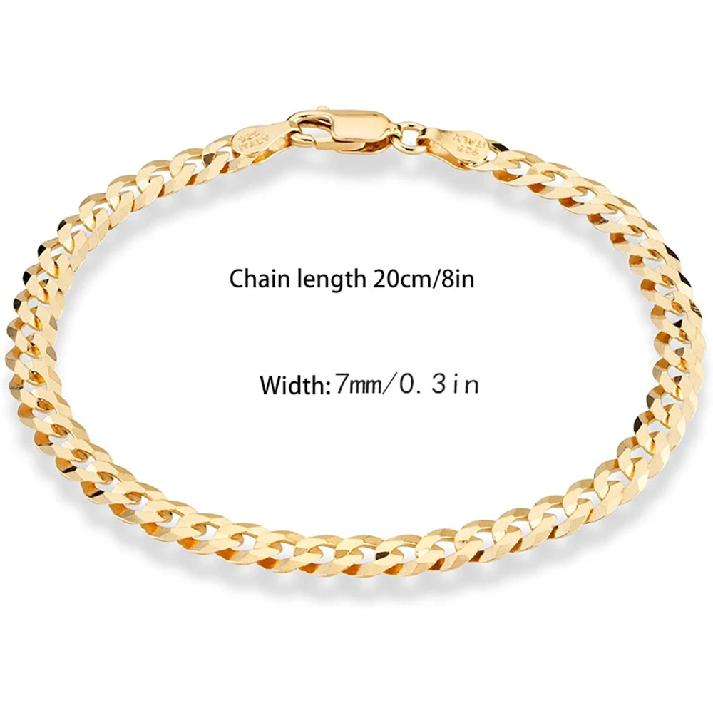 Locomotive Cuban Link Bracelet Punk Rock Style 925 Sterling