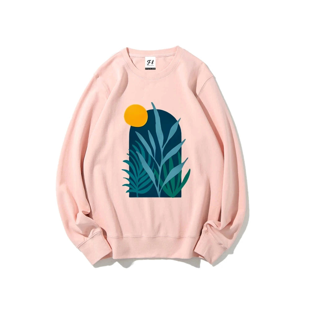 Closure Plant Sunset Graphic Sweatshirt Artistic Nature