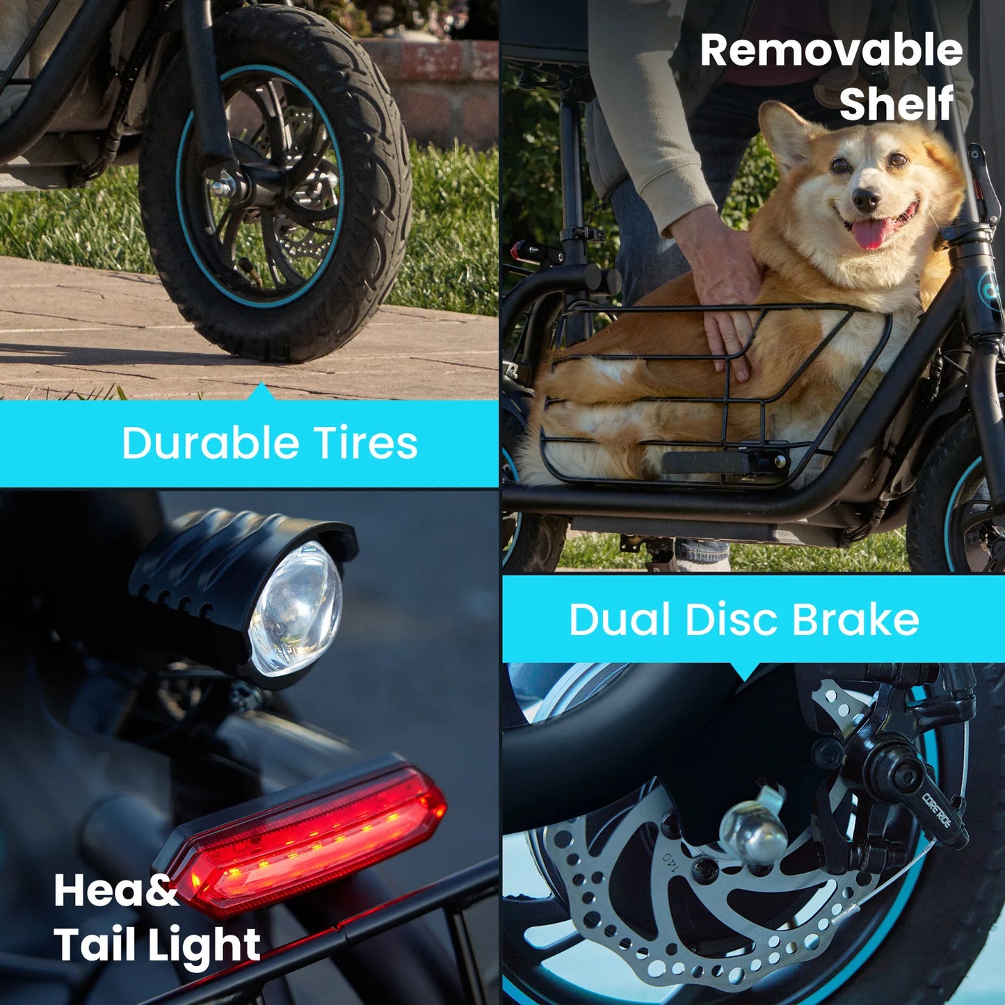 GYROOR Electric Scooter With Pet Basket Foldable 3 Modes