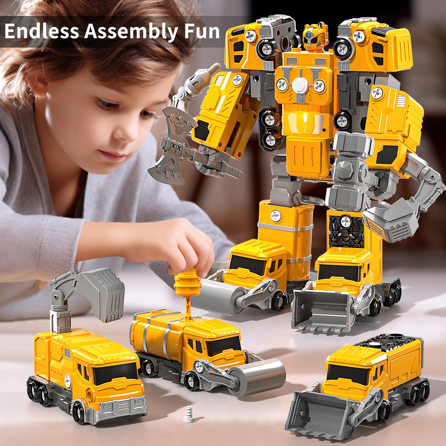 By Animation 5In1 Deformation Cars Robot Educational Toy