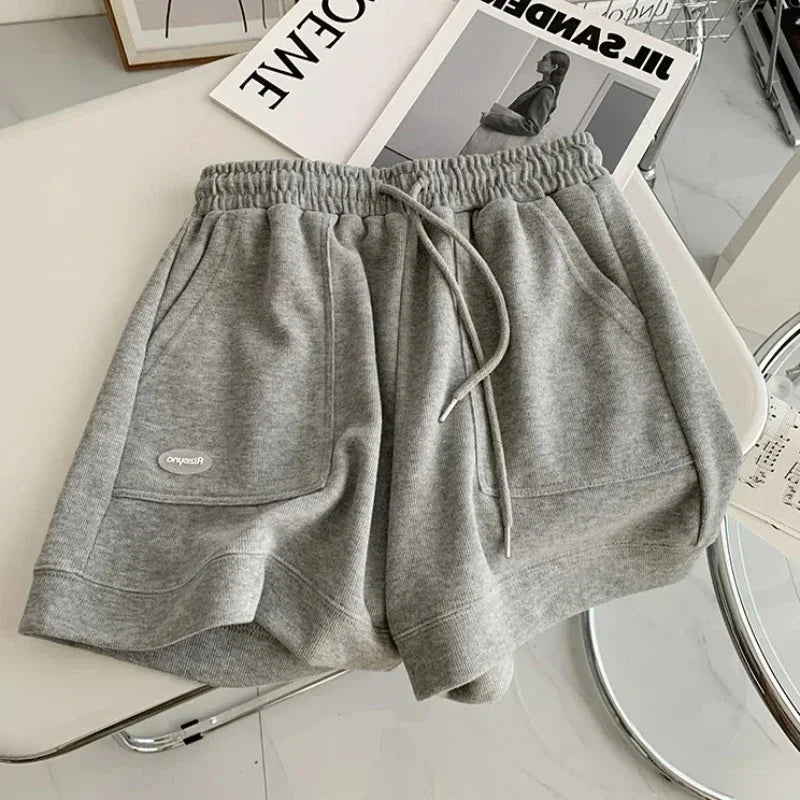 Women Loose Wide Leg Drawstring Shorts Casual Home Wear