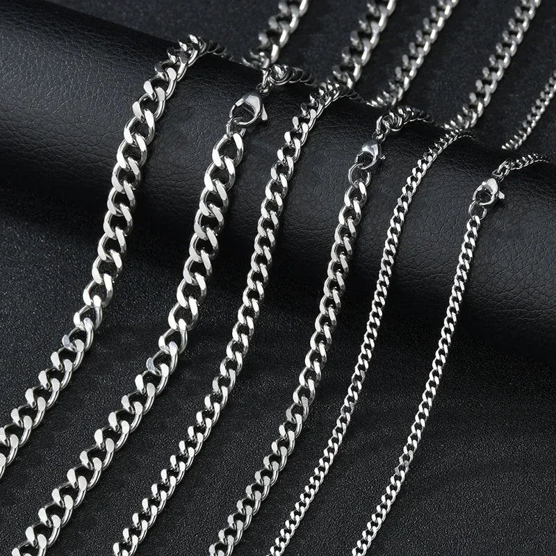 Fomalhaut Stainless Steel Curb Cuban Necklace Unisex