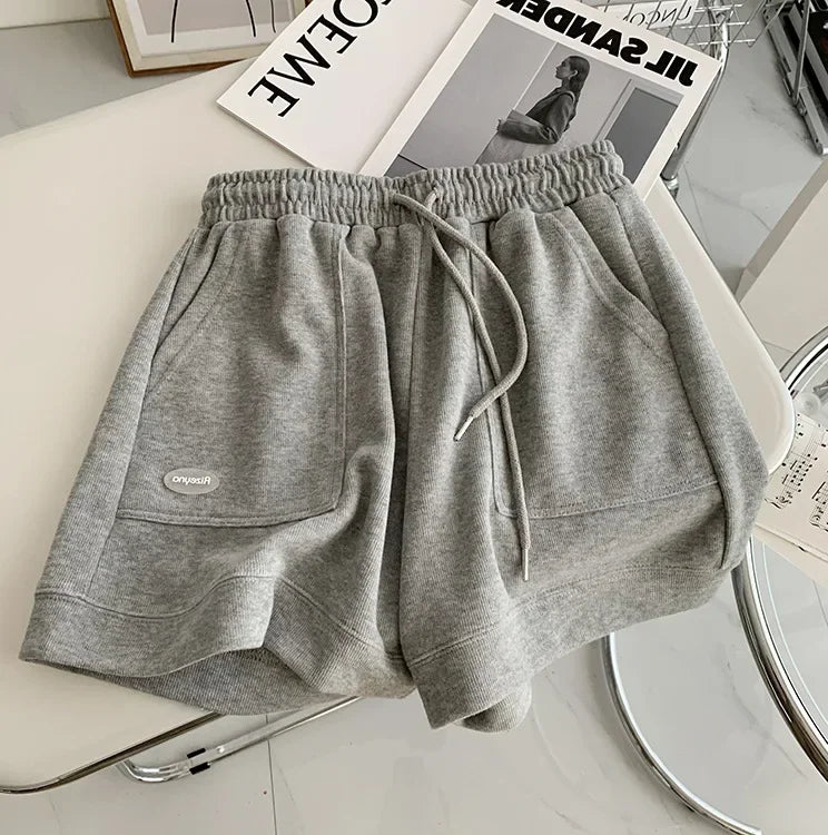 Women Loose Wide Leg Drawstring Shorts Casual Home Wear