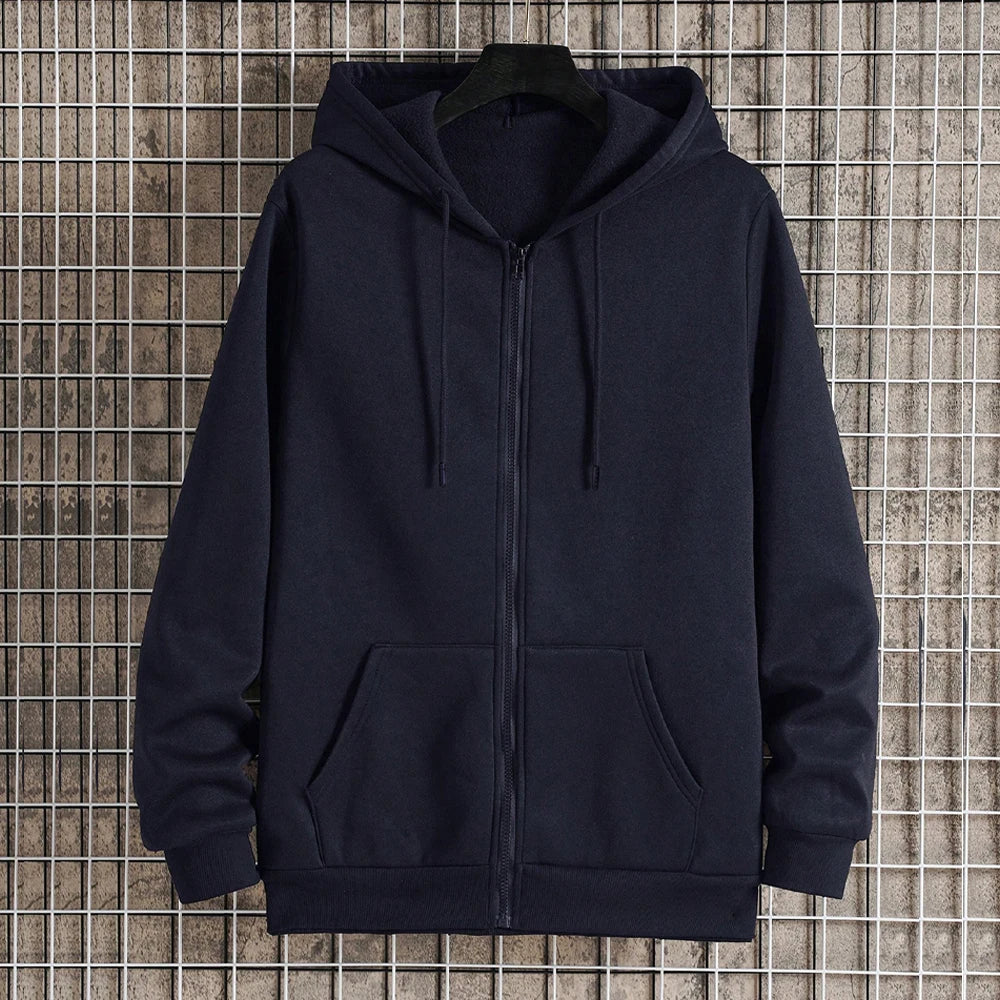 Autumn Men Hooded Jacket With Zipper Closure Sweatshirt