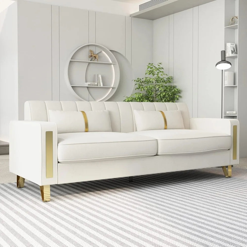 Guangbai Modern Velvet Loveseat Sectional Sofa Metal Legs