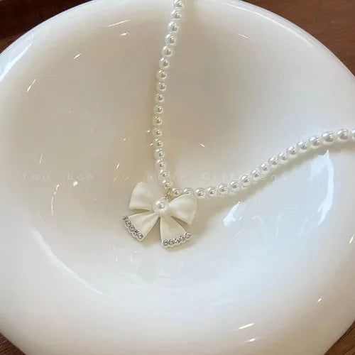 MIHJUSFDHCN Pearl Necklace Double Layer Bead Pendant