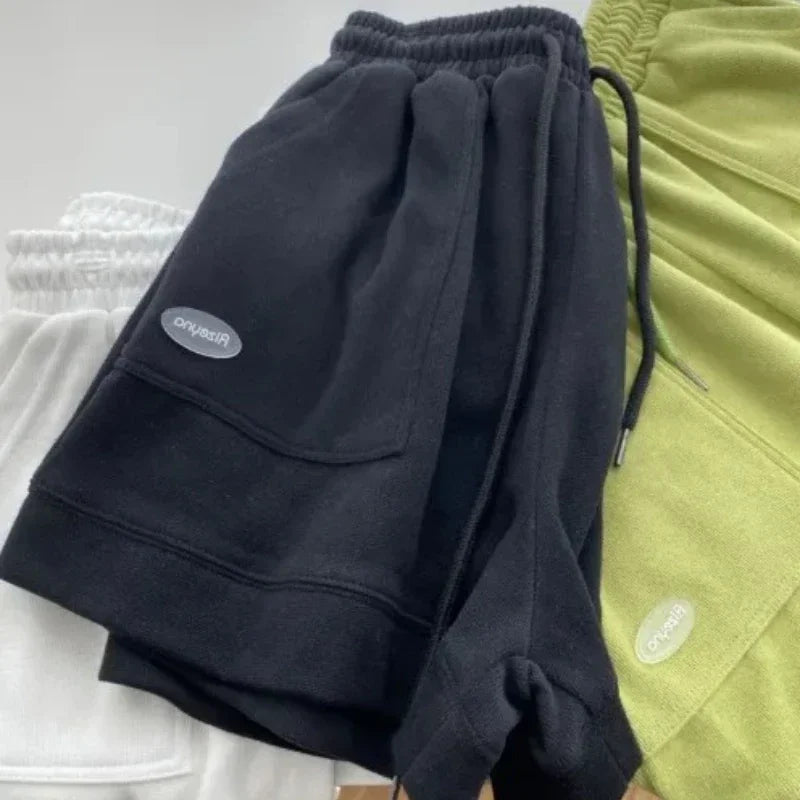 Women Loose Wide Leg Drawstring Shorts Casual Home Wear