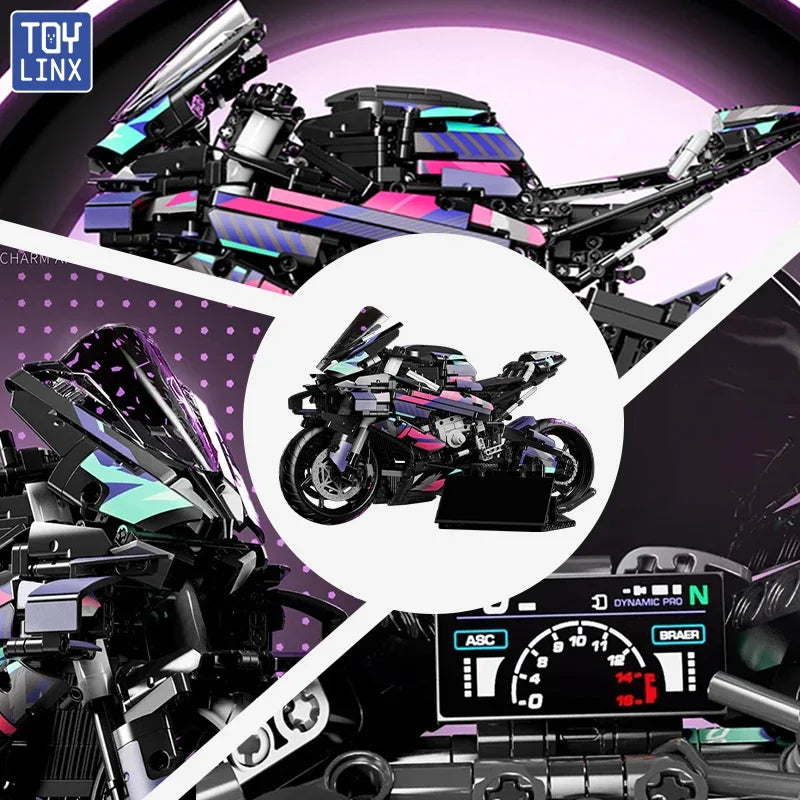 Kbox Motorcycle Racing Building Block Model for Desk Decor