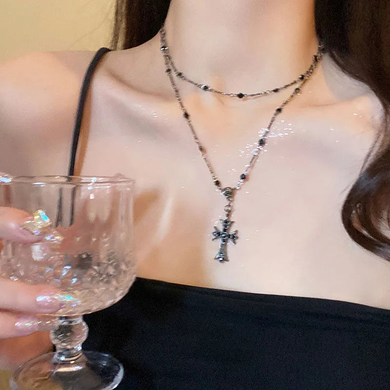 MAXBVYINGCN Crystal Cross Pendant Necklace For Women