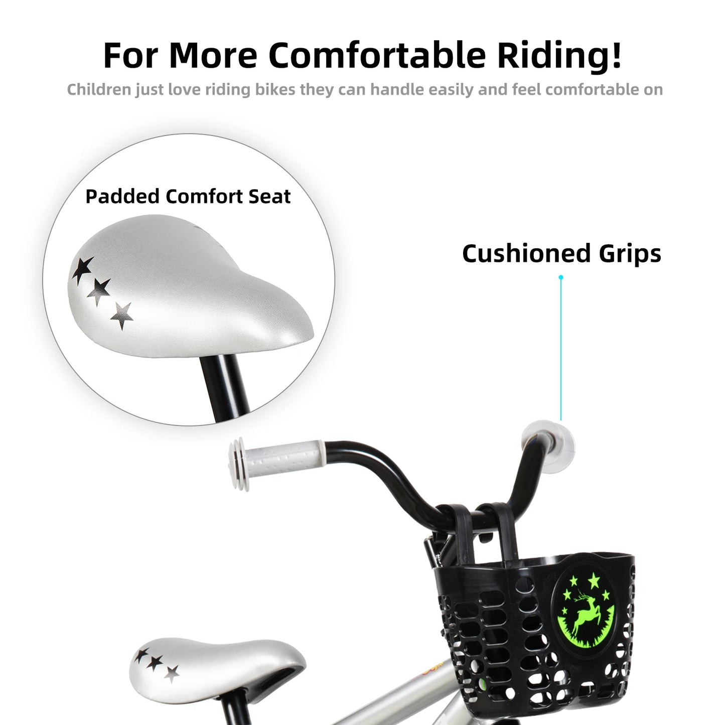 JOYSTAR Cervine Kids Bike With Basket And Training Wheels