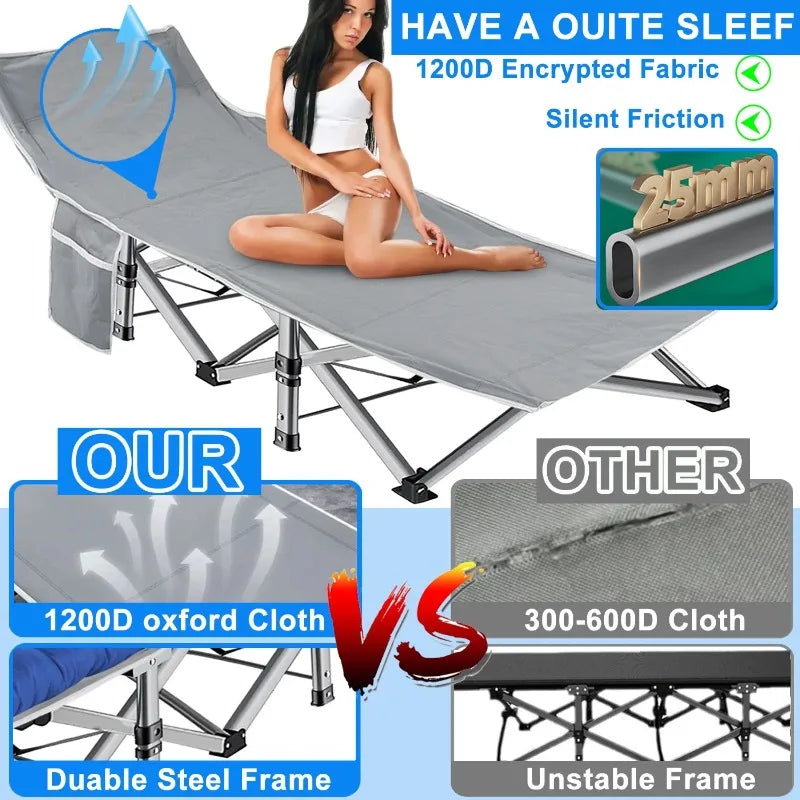 YTYIN Folding Bed Cot With Pillow Heavy Duty Camping Bed