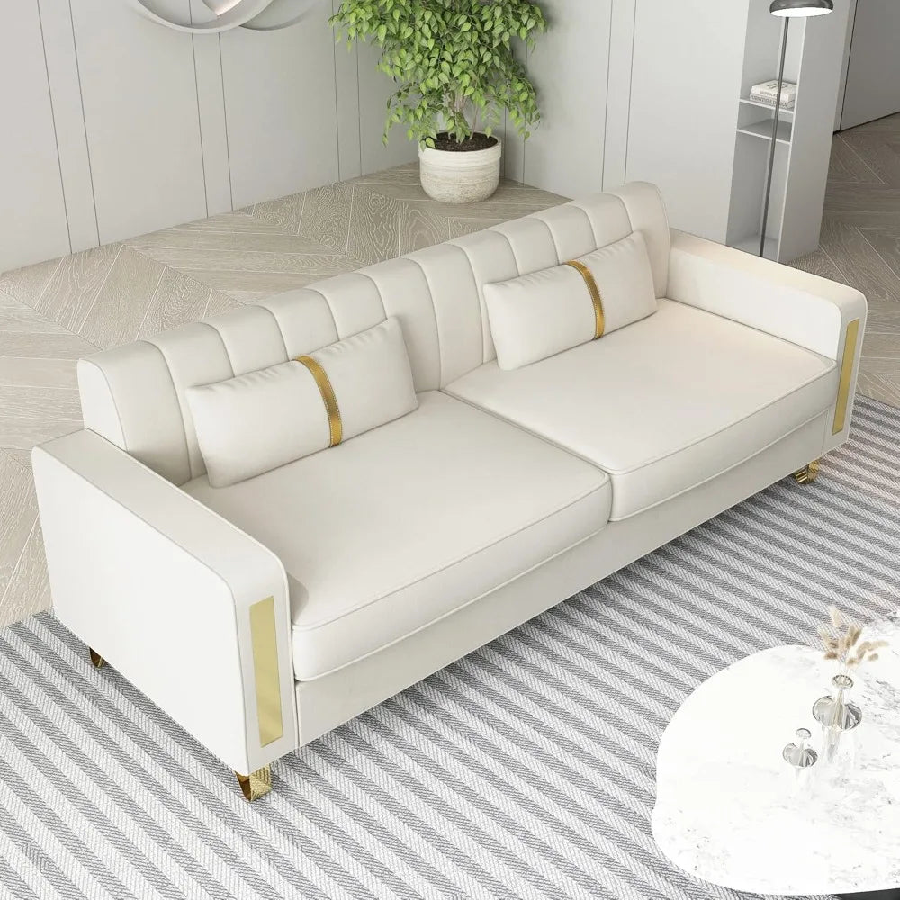 Guangbai Modern Velvet Loveseat Sectional Sofa Metal Legs