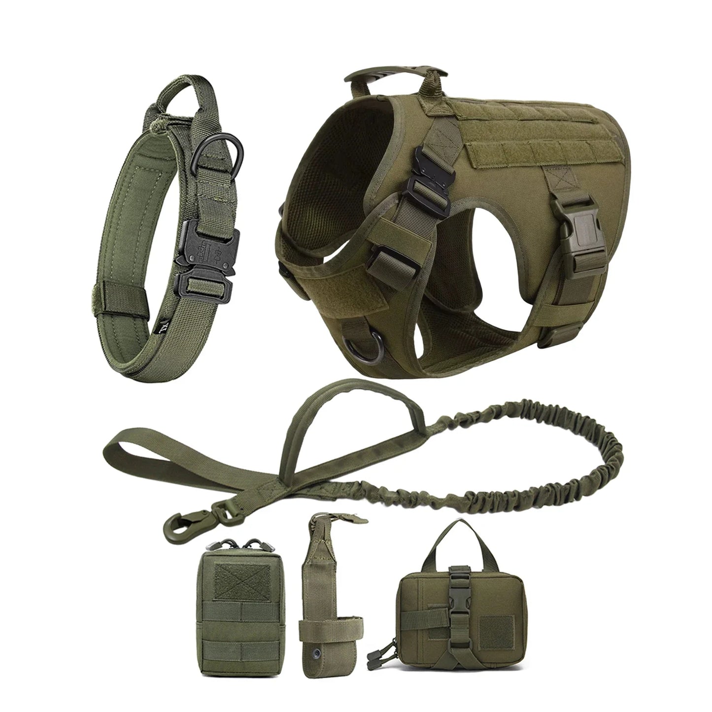 Military Dog Harness Vest With Molle Pouches For Large