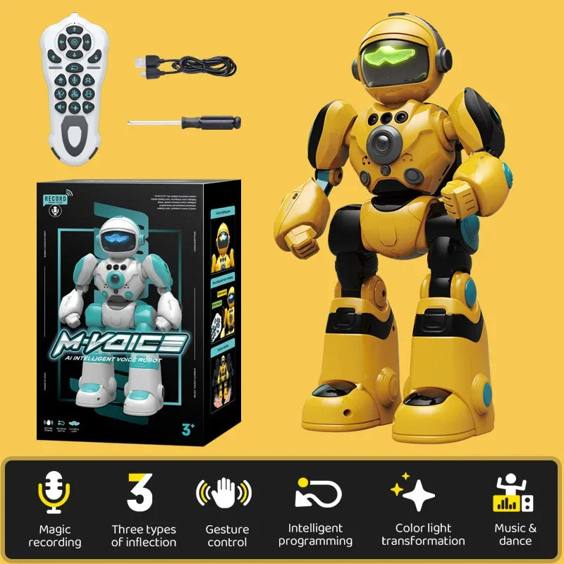RC Gesture Intelligent Robot Voice Recorde With Lights Programming Remote Control Music Dancing Children Electric Toy Robot Gift
