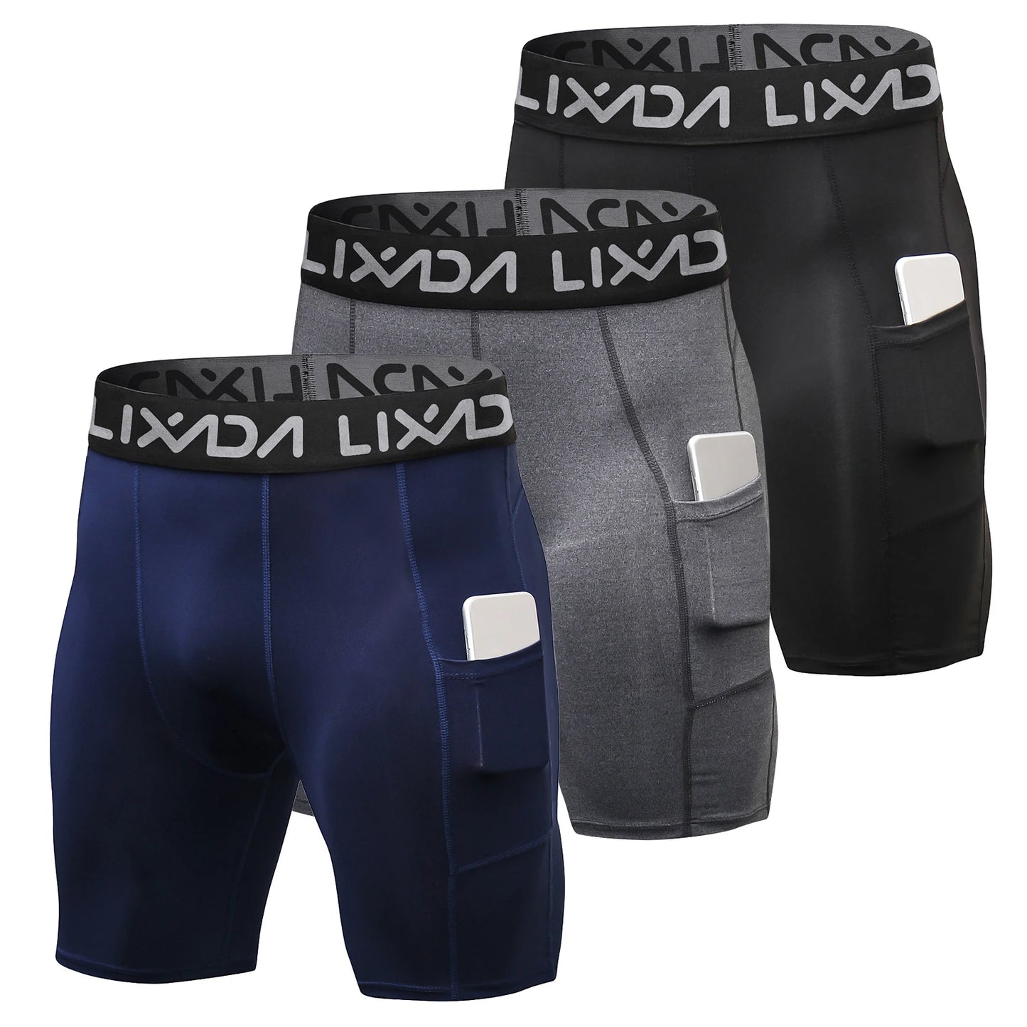 Lixada Men Sports Shorts Pack Active Workout With Pocket