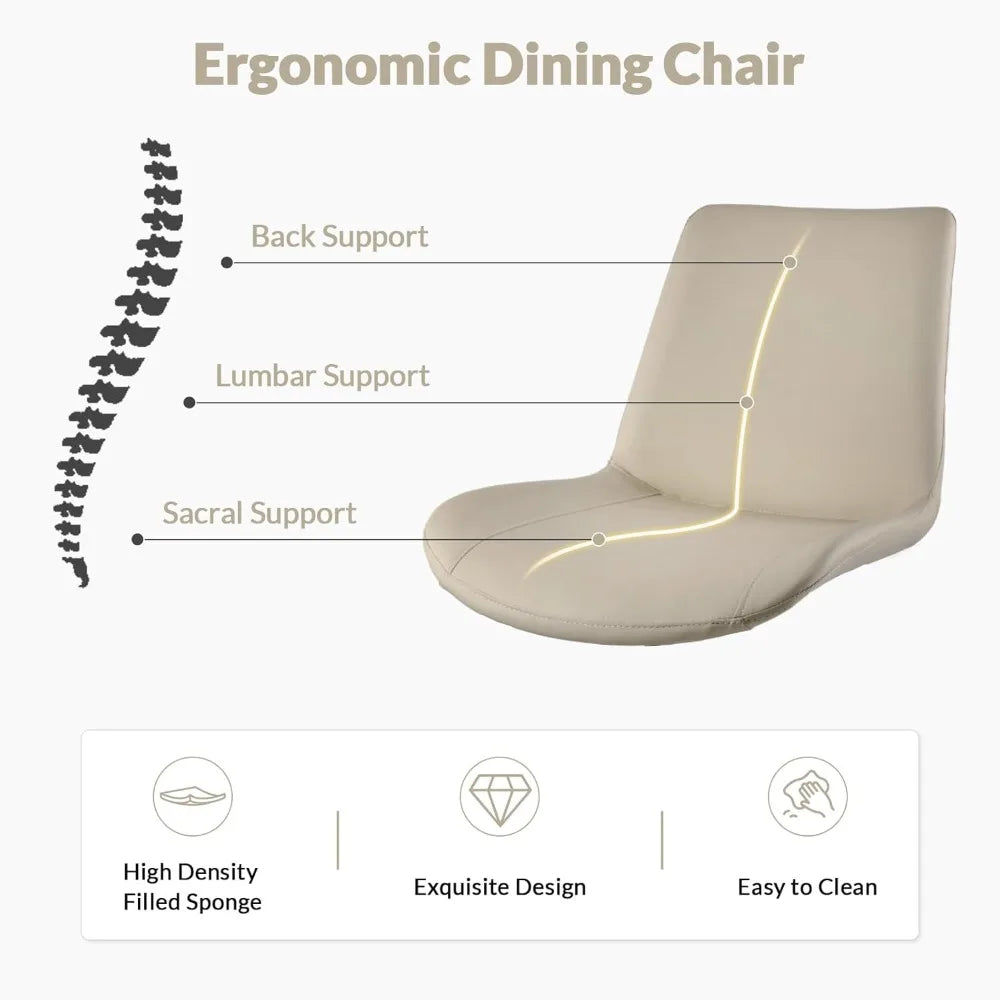 HUANZHUANG Modern PU Leather Dining Chairs With Metal Legs