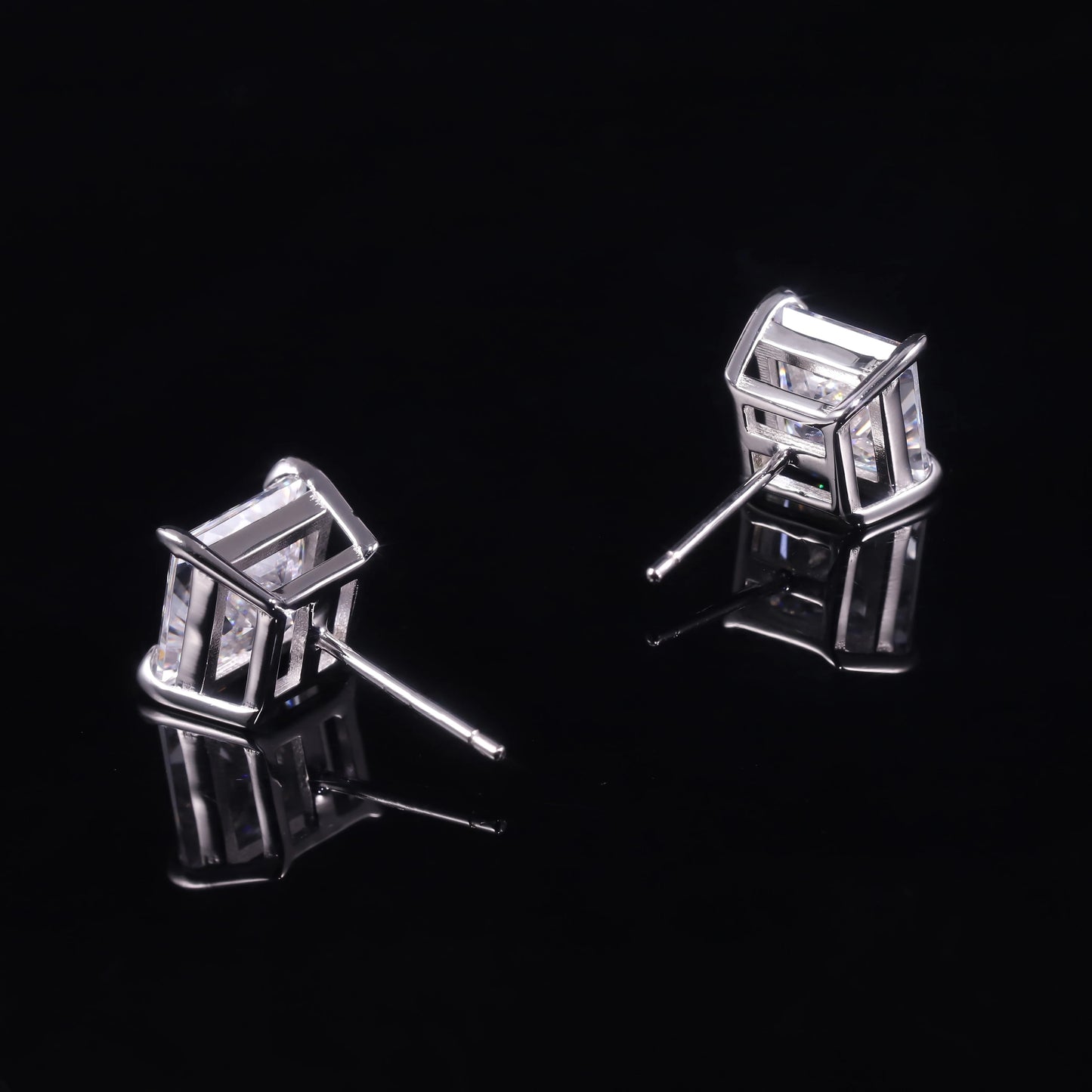 GEM'S BALLET Moissanite Stud Earrings 925 Sterling Princess