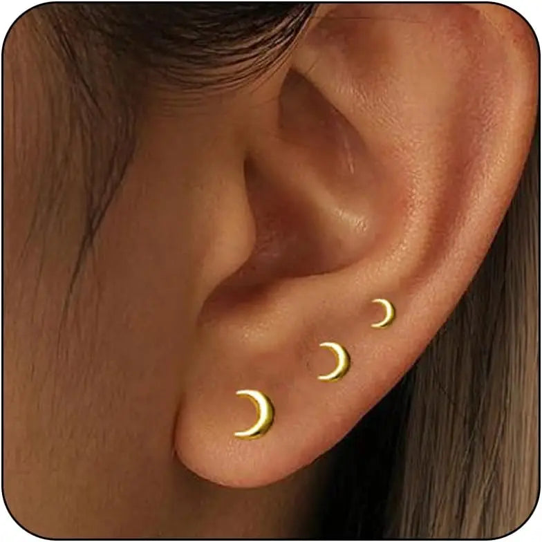 Zhejiang Sterling Silver 3 Pairs Tiny Stud Earrings Women