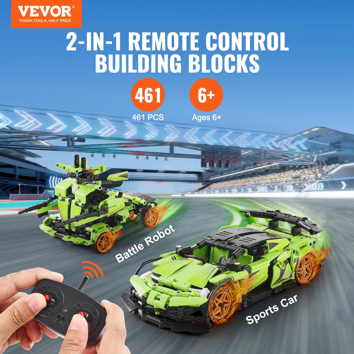 VEVOR 2 In 1 RC Car Robot 461 Pieces STEM Toys For Boys