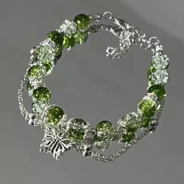Belleper Luxury Glass Beaded Bracelet Butterfly Tassel