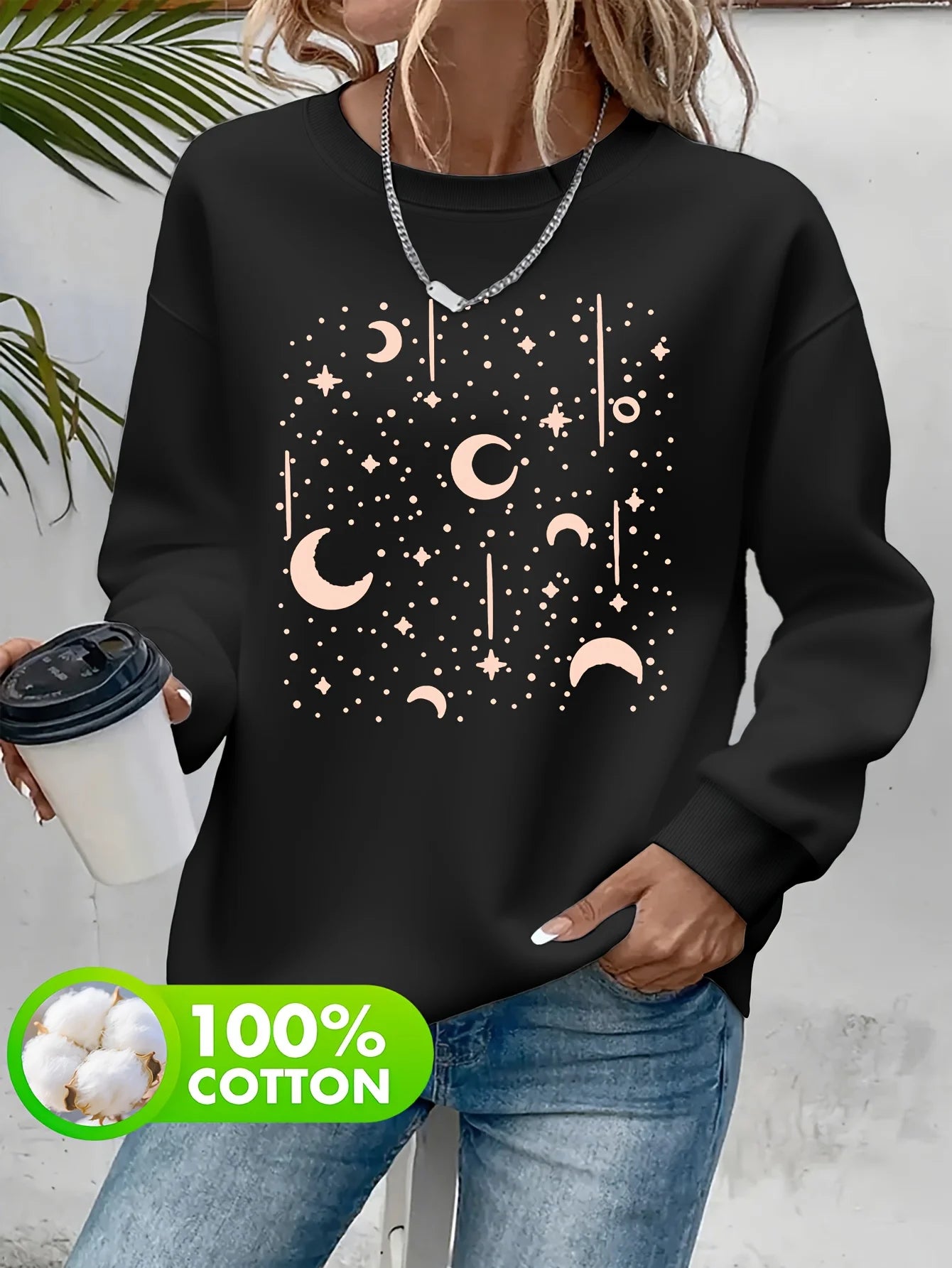 Zhejiang Starry Sky Moon Sweatshirt Women Casual Pullover