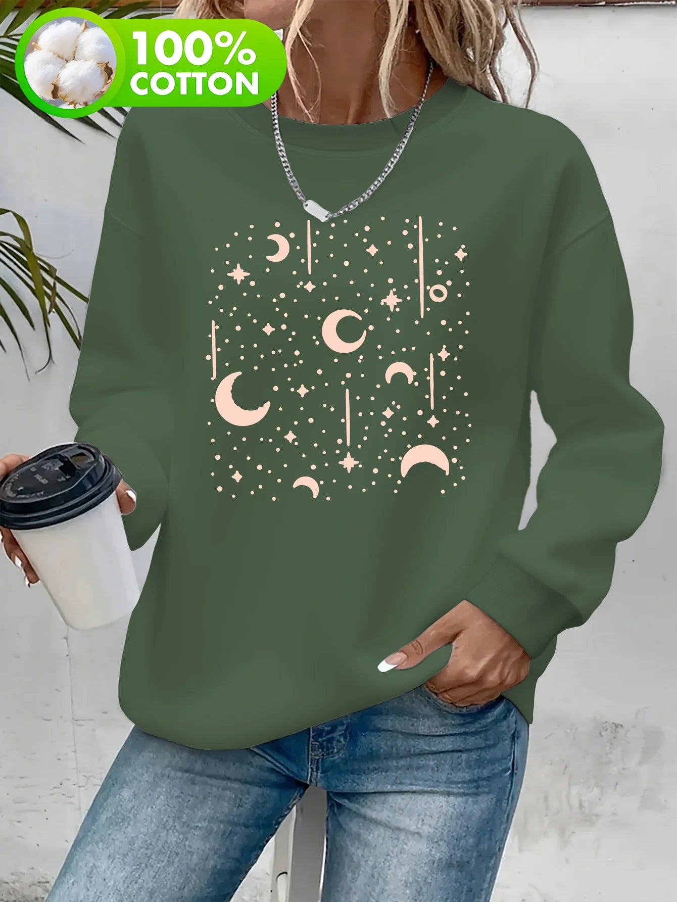 Zhejiang Starry Sky Moon Sweatshirt Women Casual Pullover