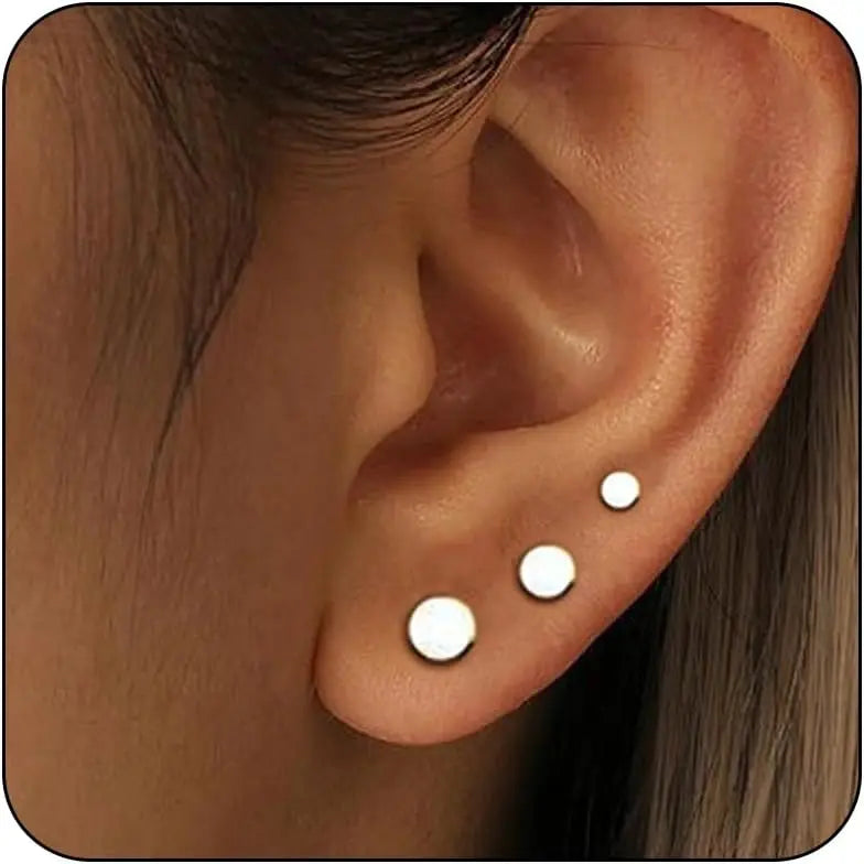 Zhejiang Sterling Silver 3 Pairs Tiny Stud Earrings Women