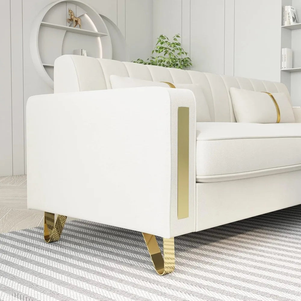 Guangbai Modern Velvet Loveseat Sectional Sofa Metal Legs