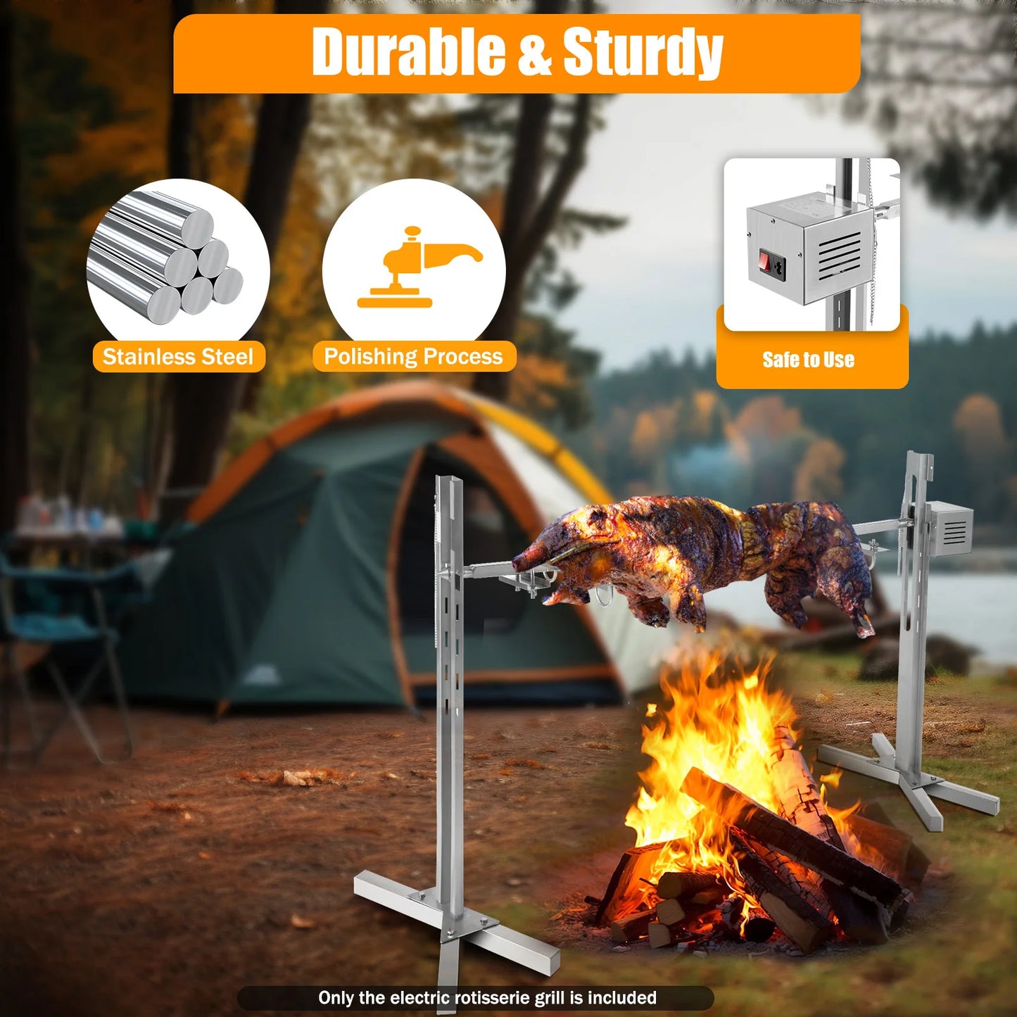 Electric Rotisserie BBQ Rack 40kg Load Capacity 20W 25W