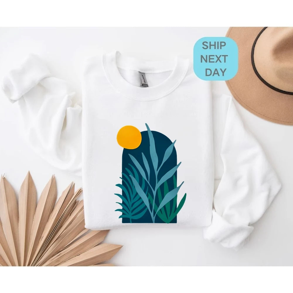 Closure Plant Sunset Graphic Sweatshirt Artistic Nature