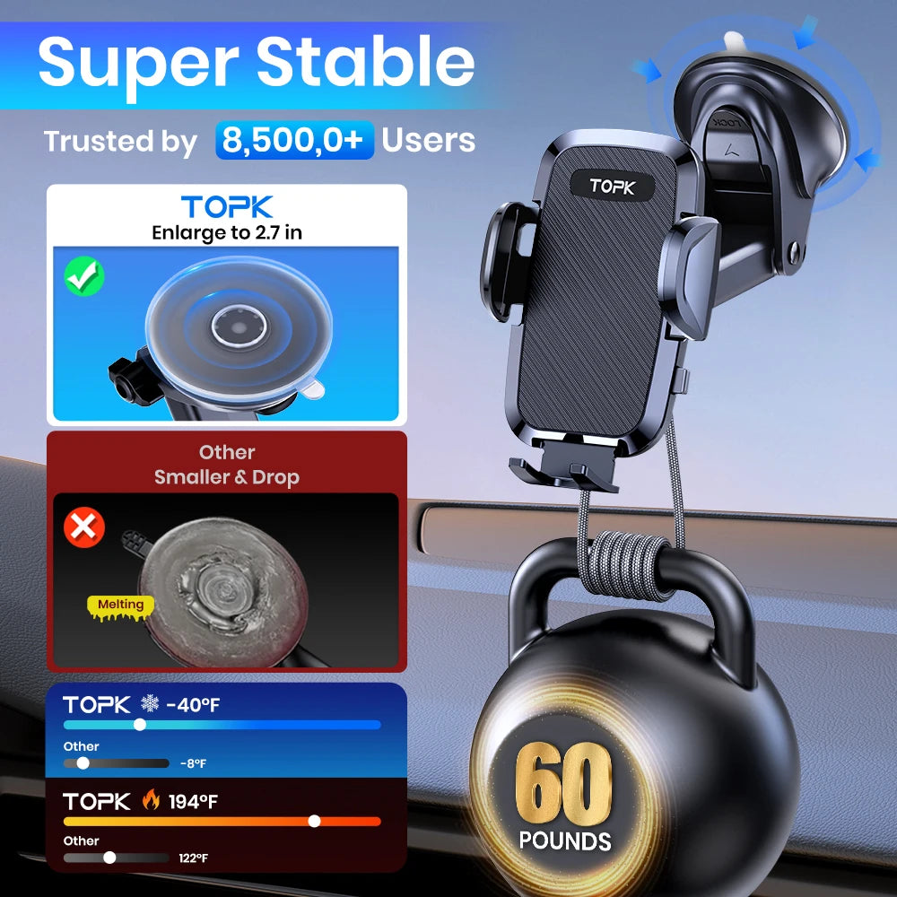 TOPK Car Phone Holder Mount for Dashboard and Air Vent