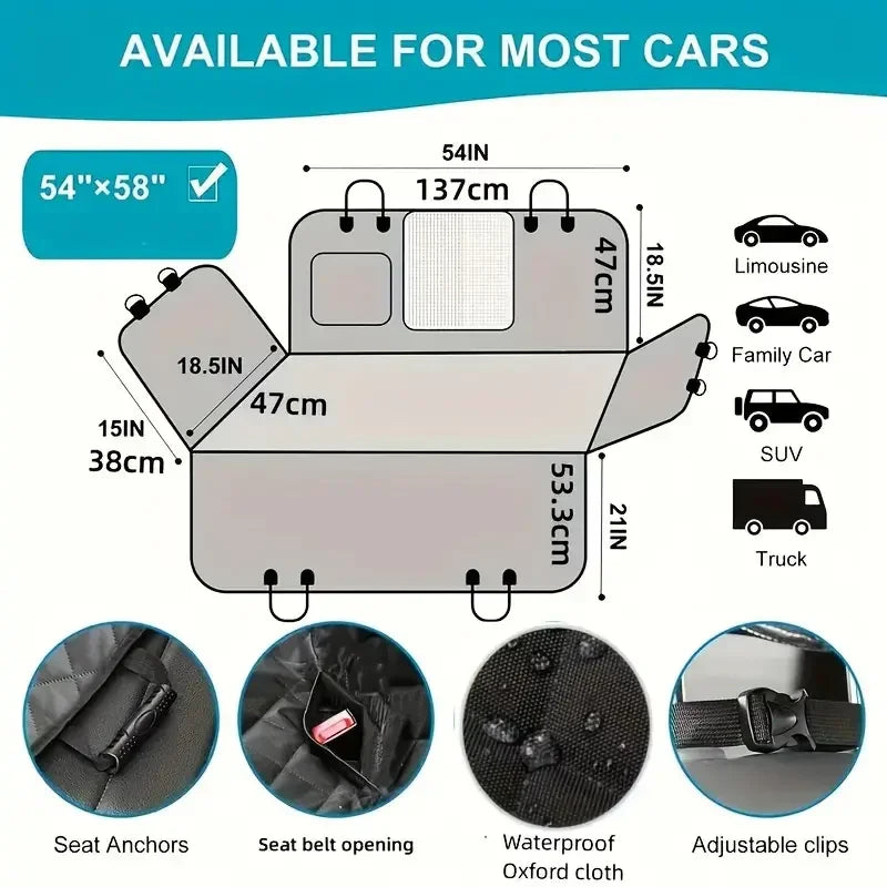 Dog Car Seat Cover Waterproof Nonslip Hammock for Cars