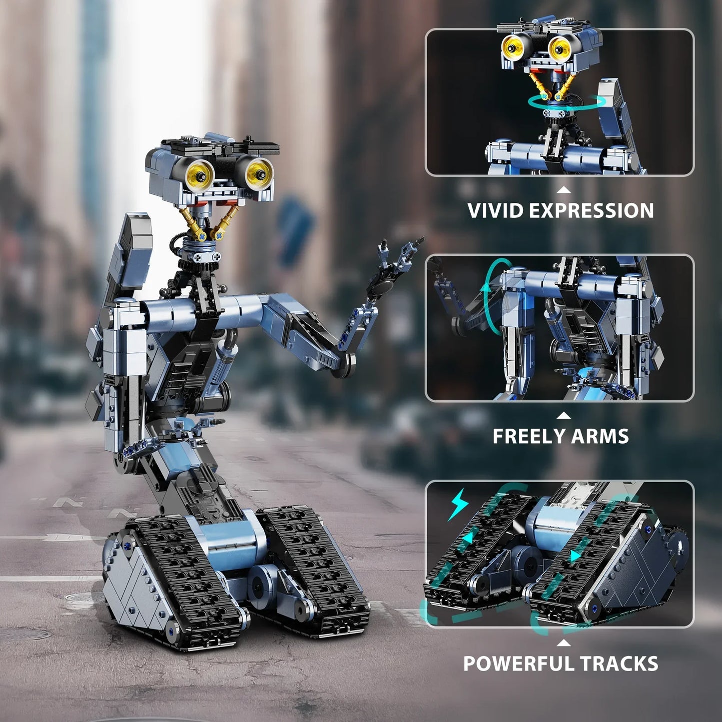 BuildMoc Johnnys Five Robot Building Blocks Set Military Toy