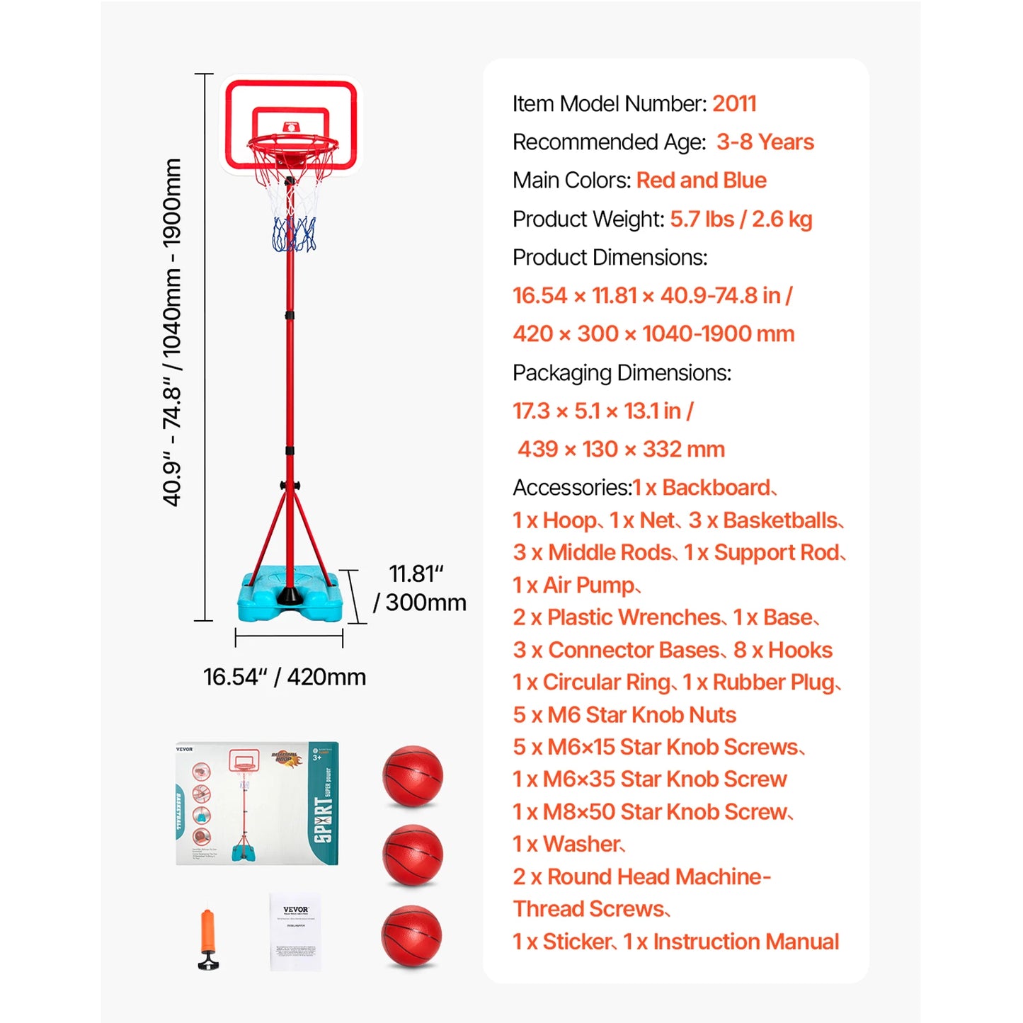SucceBuy Toddler Adjustable Basketball Hoop For Kids Outdoor