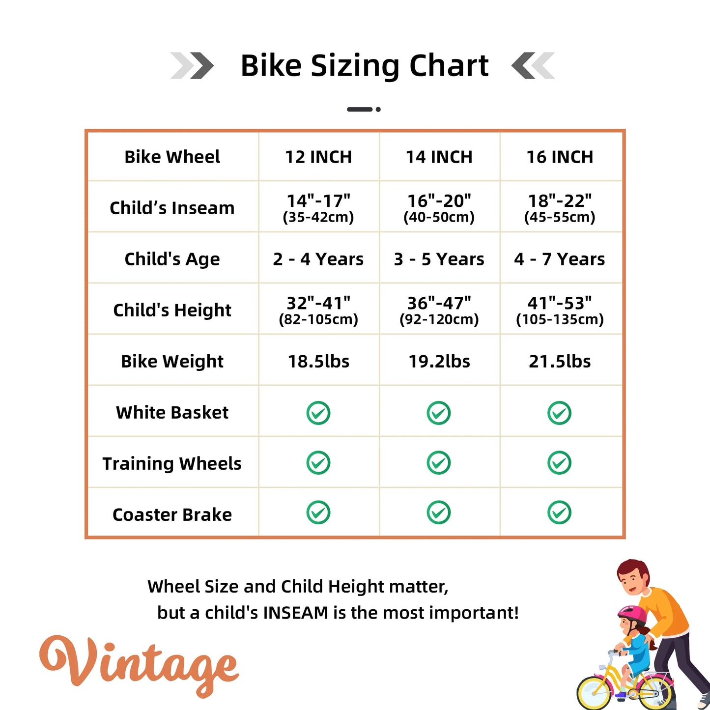 JOYSTAR Vintage Kids Bike With Training Wheels And Basket