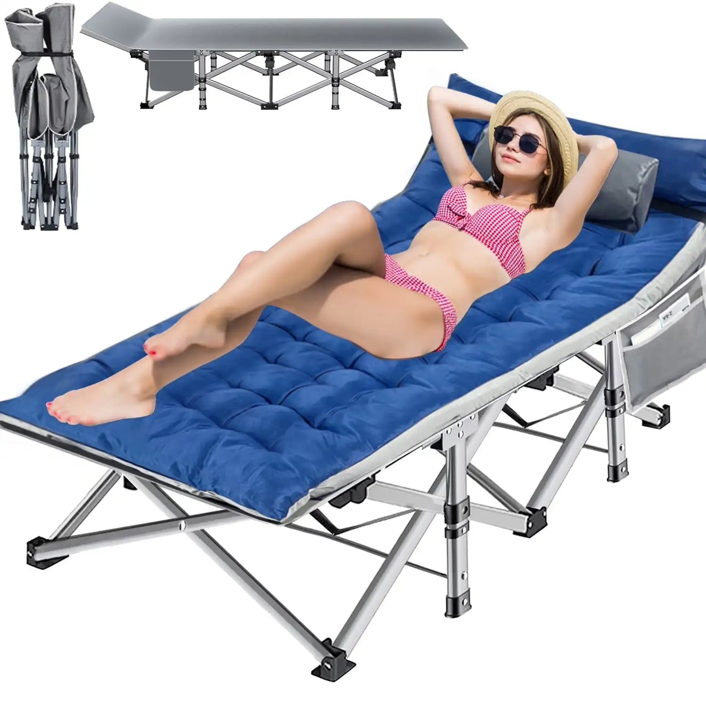 YTYIN Folding Bed Cot With Pillow Heavy Duty Camping Bed